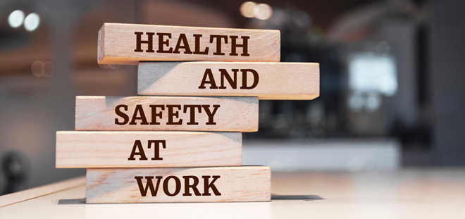 wooden blocks with words 'Health and Safety at work'