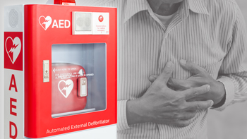 AED or Automated External Defibrillator first aid device for helping people suffering with stroke or heart attack